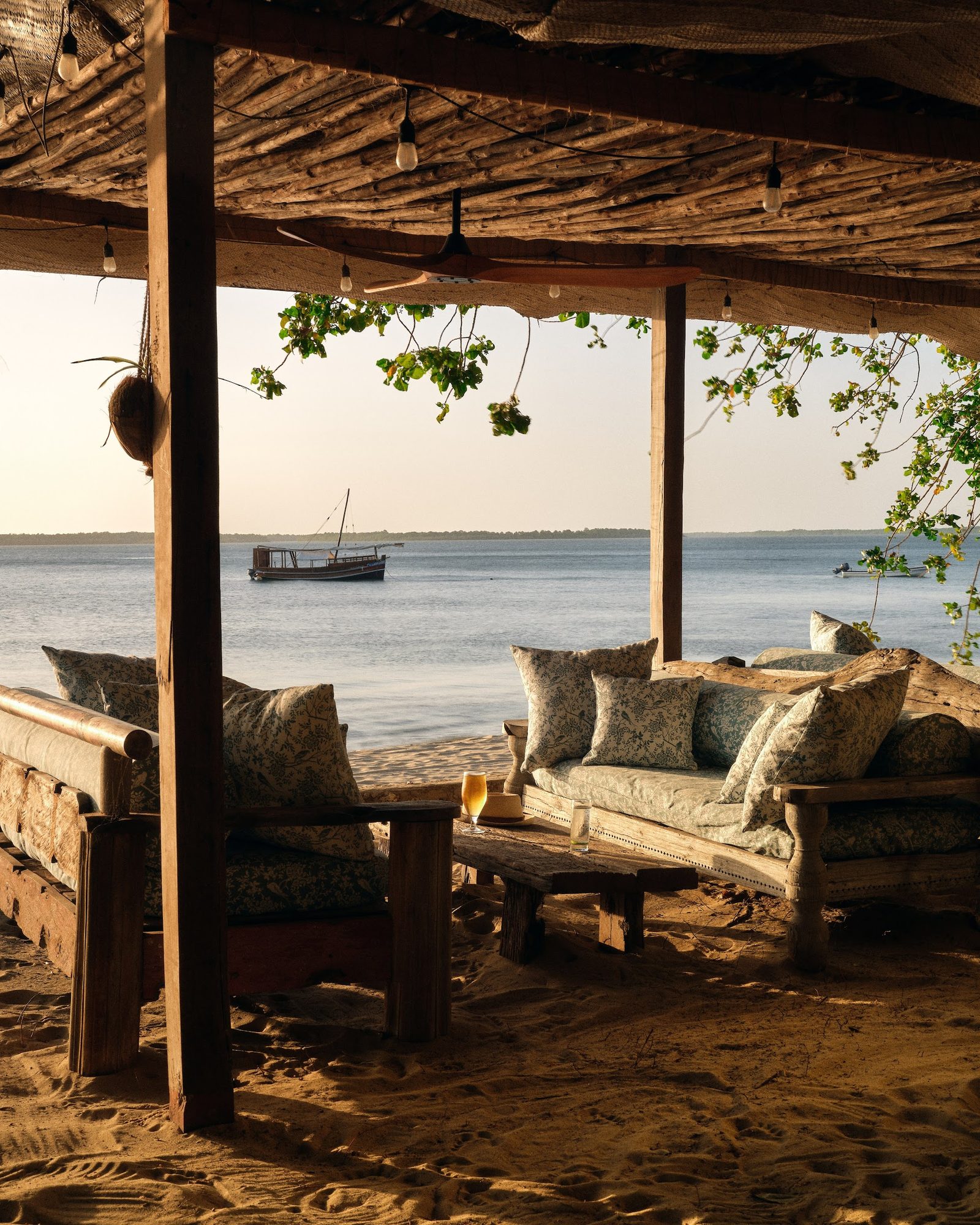 Kilindini under full sail at sunset off the Lamu coast